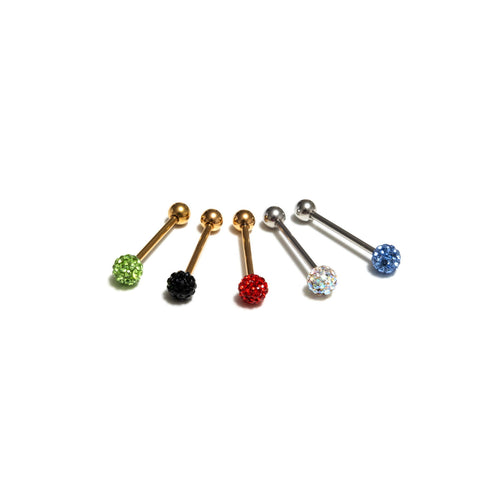 CTR36 RHODIUM - GOLD PLATING & CRYSTAL TONGUE RING 36PCS $36 ($1 EACH)