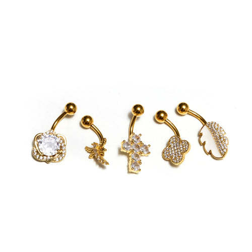 GBC36 GOLD PLATING BELLY RING CZ DESING 36PCS $54 ($1.50EACH)