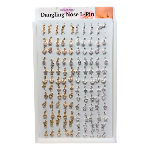 SET4 DANGLE NOSE L PIN 12 different designs 120PCS $102 FOR SET 0.85 EACH
