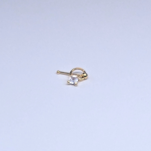 SNG619 2.5MM SQ CUBIC ON RING GOLD (NOSE BONE) 20pcs 40cent each