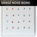 SN402 2.0MM COLOR STONE SILVER ( NOSE BONE ) 20pcs 25cent each