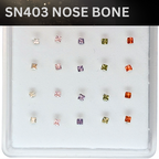 SN403 3.0MM SQUARE COLOR STONE SILVER (코뼈) 20개 25센트