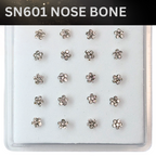 SN601 FLOWER CLEAR STONE SILVER (NOSE BONE) 20pcs 25cent each