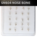 SN604 CROSS W/STONE SILVER (NOSE BONE ) 20pcs 25cent each