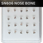SN606 3DOT STONE SILVER (NOSE BONE) 20pcs 25cent eash