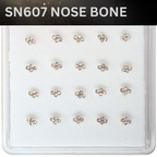 SN607 4DOT STONE SILVER (NOSE BONE) 20pcs 25cent each