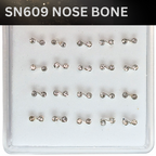 SN609 2DOT STONE SILVER (NOSE BONE ) 20pcs 30cent each