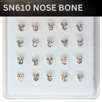 SN610 BEAR SMALL CLEAR STONE SILVER (NOSE BONE) 20pcs 25cent each