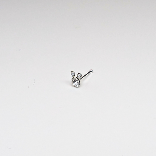 SN610 BEAR SMALL CLEAR STONE SILVER (NOSE BONE) 20pcs 25cent each