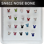 SN611 BEAR MIX COLOR SMALL STONE (NOSE BONE) 20pcs 25cent each
