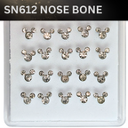 SN612 BEAR BIG CLEAR STONE SILVER (NOSE BONE) 20pcs 25cent each
