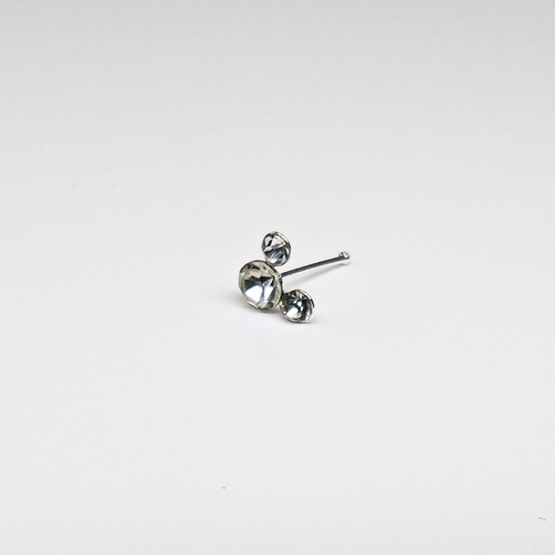 SN612 BEAR BIG CLEAR STONE SILVER (NOSE BONE) 20pcs 25cent each