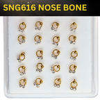 SNG616 CLEAR STONES ON RING GOLD (NOSE BONE) 20pcs 30cent each