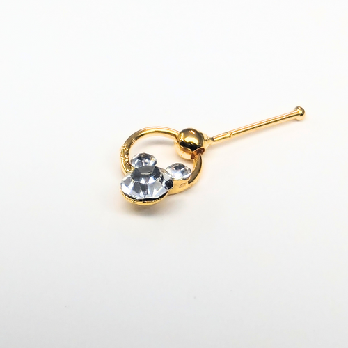 SNG617 BEAR STONE ON RING GOLD (NOSE BONE) 20pcs 30cent each