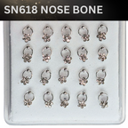 SN618 FLOWER STONES ON RING SILVER (NOSE BONE) 20pcs 30cent each