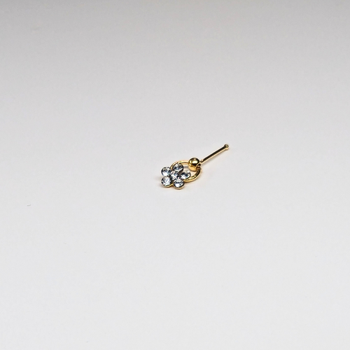 SNG618 FLOWER STONES ON RING GOLD (NOSE BONE) 20pcs 30cent each