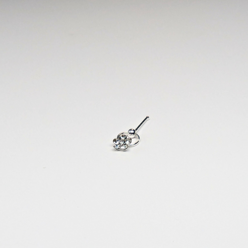 SN618 FLOWER STONES ON RING SILVER (NOSE BONE) 20pcs 30cent each