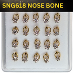 SNG618 FLOWER STONES ON RING GOLD (NOSE BONE) 20pcs 30cent each