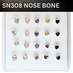 SN308 HEART W/MIX STONE SILVER (NOSE BONE) 20pcs 40cent each