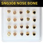 SNG308 HEART W/MIX STONE GOLD (NOSE BONE) 20pcs 40cent each