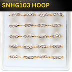 SNHG103 3 CLEAR STONE HOOP GOLD (HOOP) 20pcs 45cent each