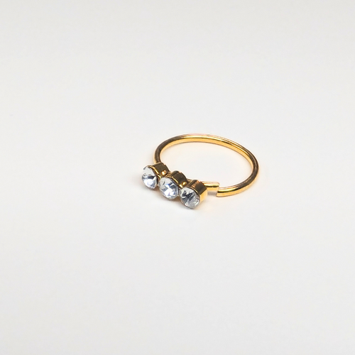 SNHG103 3 CLEAR STONE HOOP GOLD (HOOP) 20pcs 45cent each