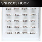SNHS103 3 CLEAR STONE HOOP SILVER(HOOP) 20pcs 45cent each