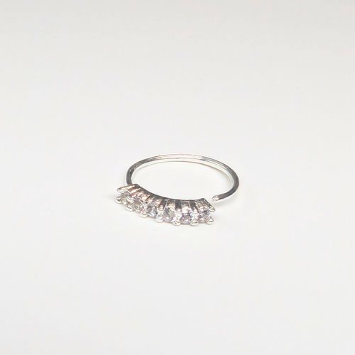 SNHS104 6 CLEAR STONE HOOP SILVER (HOOP) 20pcs 50cent each