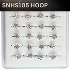 SNHS105 HOOP W/FLOWER STONE SILVER (HOOP) 20pcs 30cent each