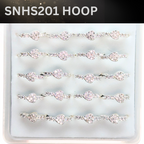 SNHS201 HEART STONE SILVER (HOOP) 20pcs 75cent each