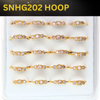 SNHG202 SQ 3 STONE HOOP GOLD (HOOP) 20pcs 75cent each