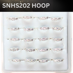 SNHS202 SQ 3 STONE HOOP SILVER (HOOP) 20pcs 75cent each