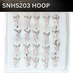 SNHS203 RABBIT STONE HOOP SILVER (HOOP) 20pcs 75cent each