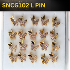 SNCG102 TWO BUTTERFLY STONE GOLD (L PIN) 20pcs 75cent each