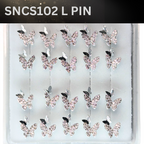 SNCS102 TWO BUTTERFLY STONE SILVER(L PIN) 20pcs 75cent each