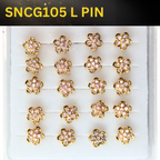 SNCG105 FLOWER STONE GOLD (L PIN) 20pcs 75cent each