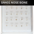 SN401 3.0MM SQ STONE SILVER ( NOSE BONE ) 20pcs 25cent each