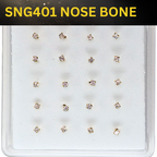 SNG401 3.0MM SQ STONE GOLD ( NOSE BONE ) 20pcs 25cent each
