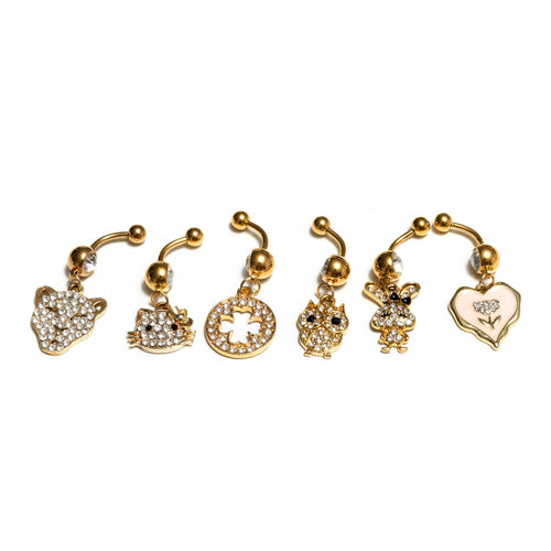 GDB36 GOLD PLATING DANGLE BELLY RING 36PCS $36 ($1 EACH)