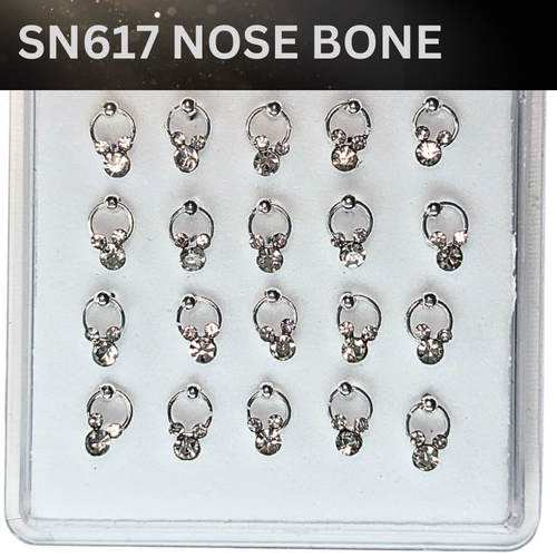 SN617  BEAR STONE ON RING SILVER (NOSE BONE) 20pcs 30cent each