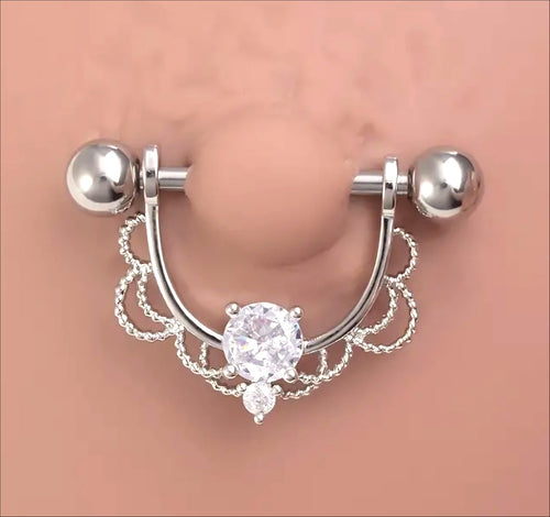 RNR36 RHODIUM NIPPLE RINGS CZ DESING 36PCS $54 ($1.50 EACH)