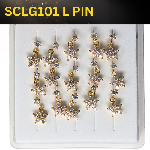 SCLG 101 DANGLE DESING STONE GOLD ( L PIN) 15PCS 0.75