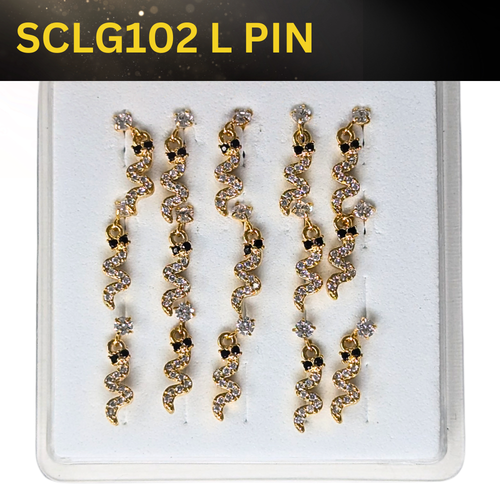 SCLG 102 DANGLE DESING STONE GOLD ( L PIN) 15PCS 0.75