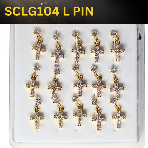 SCLG 104 DANGLE DESING STONE GOLD ( L PIN) 15PCS 0.75