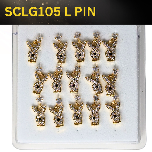 SCLG 105 DANGLE DESING STONE GOLD ( L PIN) 15PCS 0.75