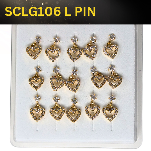 SCLG 106 DANGLE DESING STONE GOLD ( L PIN) 15PCS 0.75