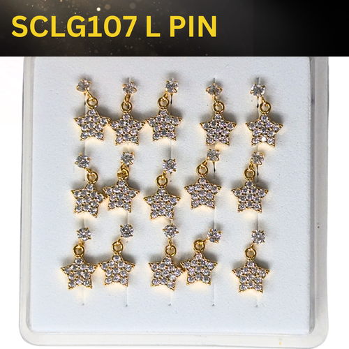 SCLG 107 DANGLE DESING STONE GOLD ( L PIN) 15PCS 0.75