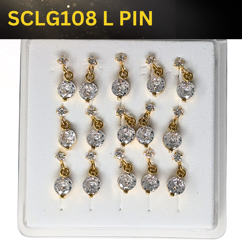 SCLG 108 DANGLE DESING STONE GOLD ( L PIN) 15PCS 0.75