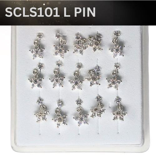 SCLS 101 DANGLE DESING STONE SILVER ( L PIN) 15PCS 0.75