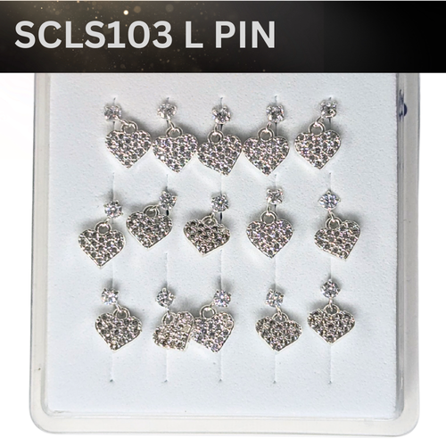 SCLS 103 DANGLE DESING STONE SILVER ( L PIN) 15PCS 0.75